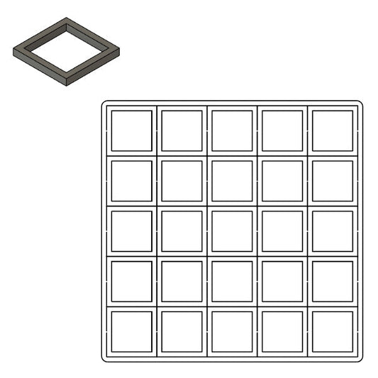 30mm Square Base with 25mm Hole (25) - Battlefield Accessories