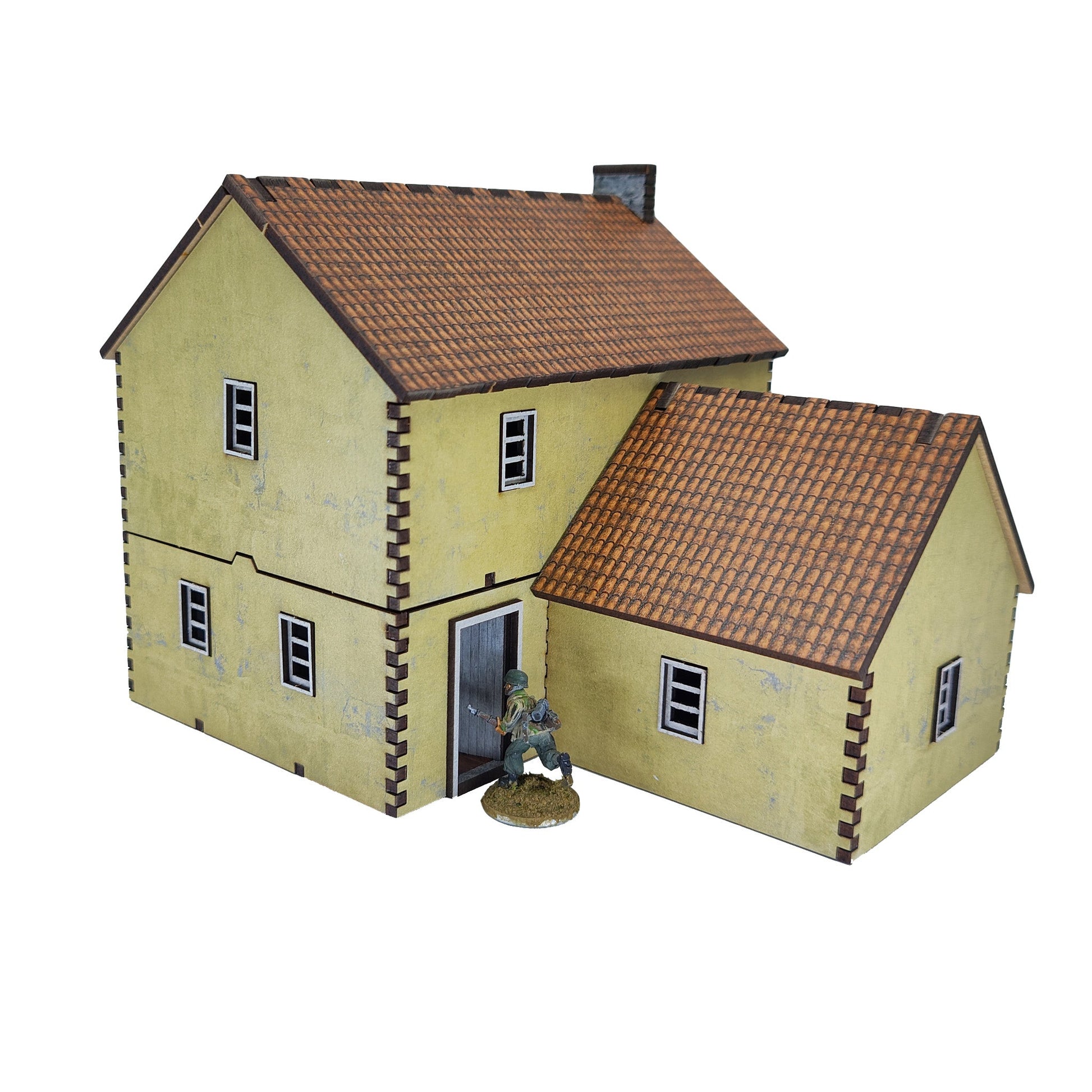 Double Story House 2 - Ochre render - 28mm (TTR) - Battlefield Accessories